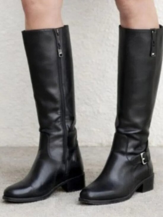 La CANADIENNE Shoes - La Canadienne Stefanie Knee High Black Boot Round Toe Buckle Zip US 7.5M